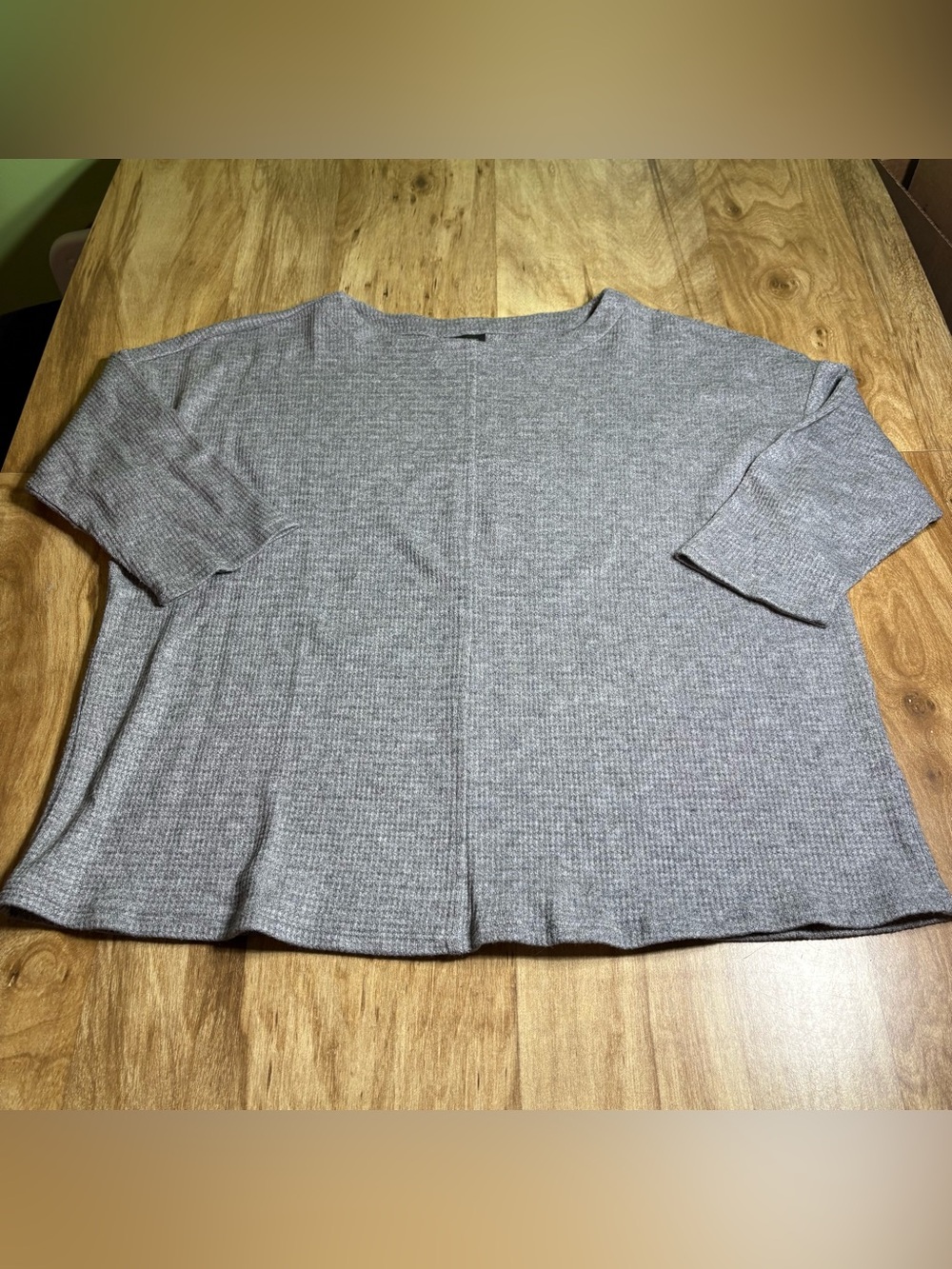 J Jill Grey Pullover 3/4 Sleeve Crew Neck Stretch Sweater Womens Size Large